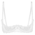thumbnail image 1 of Womens 1/4 Cups Underwire Bra Halter Neck O Ring Sheer Lace Push Up Brassiere Lingerie Breast Open Bras Underwear, 1 of 4