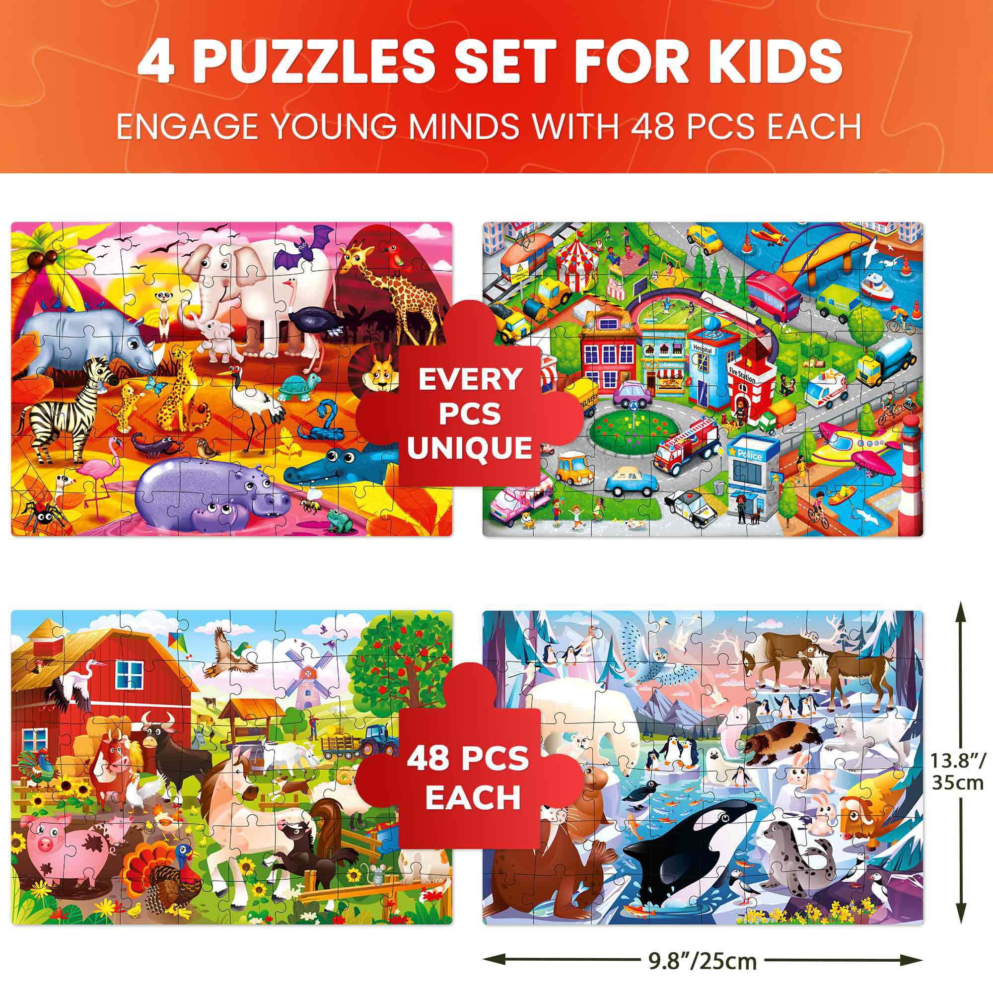 QUOKKA Farm Animal Puzzles for Kids Ages 3-6 - Learning Toys for Toddlers, Boys & Girls