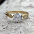 thumbnail image 3 of 2Ct Round Cut Simulated Diamond Women's Engagement Ring 14k Yellow Gold Plated 925 Sterling Silver, 3 of 3