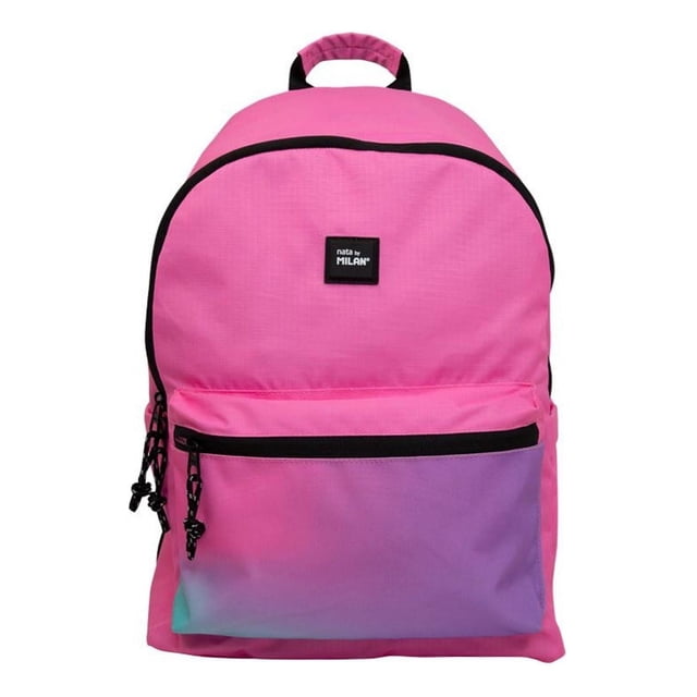 Mochila Urbana Y Escolar Unisex Milan Sunset Clásica 2 Cierres 22 Litros Colores rosa
