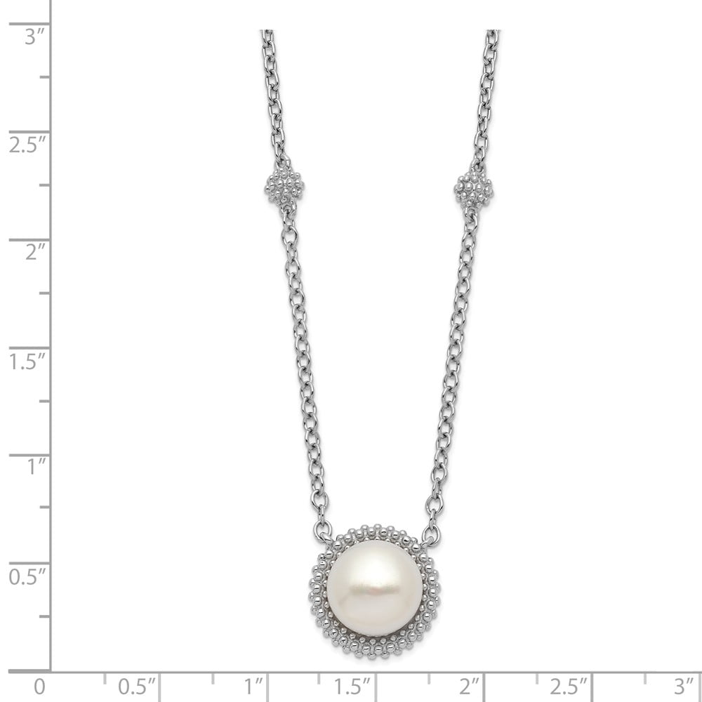 LADIES 925 STERLING SILVER CIRCLE W/3 GRADUATED PEARL NECKLACE PENDANT W/ACCENTS