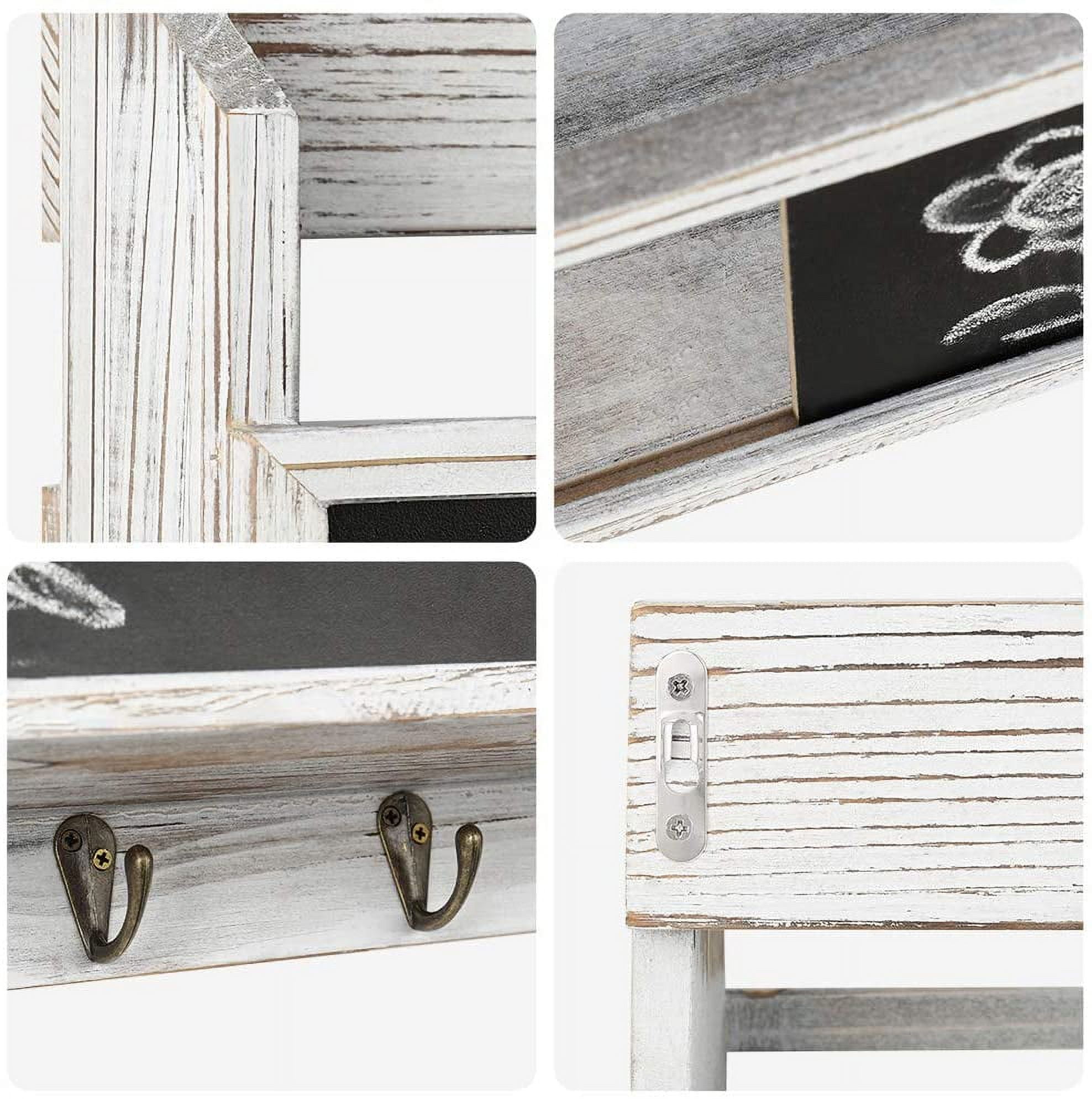 Oumilen Wall Mount Mail & Key Holder Organizer with 4 Key Hooks Whitewash