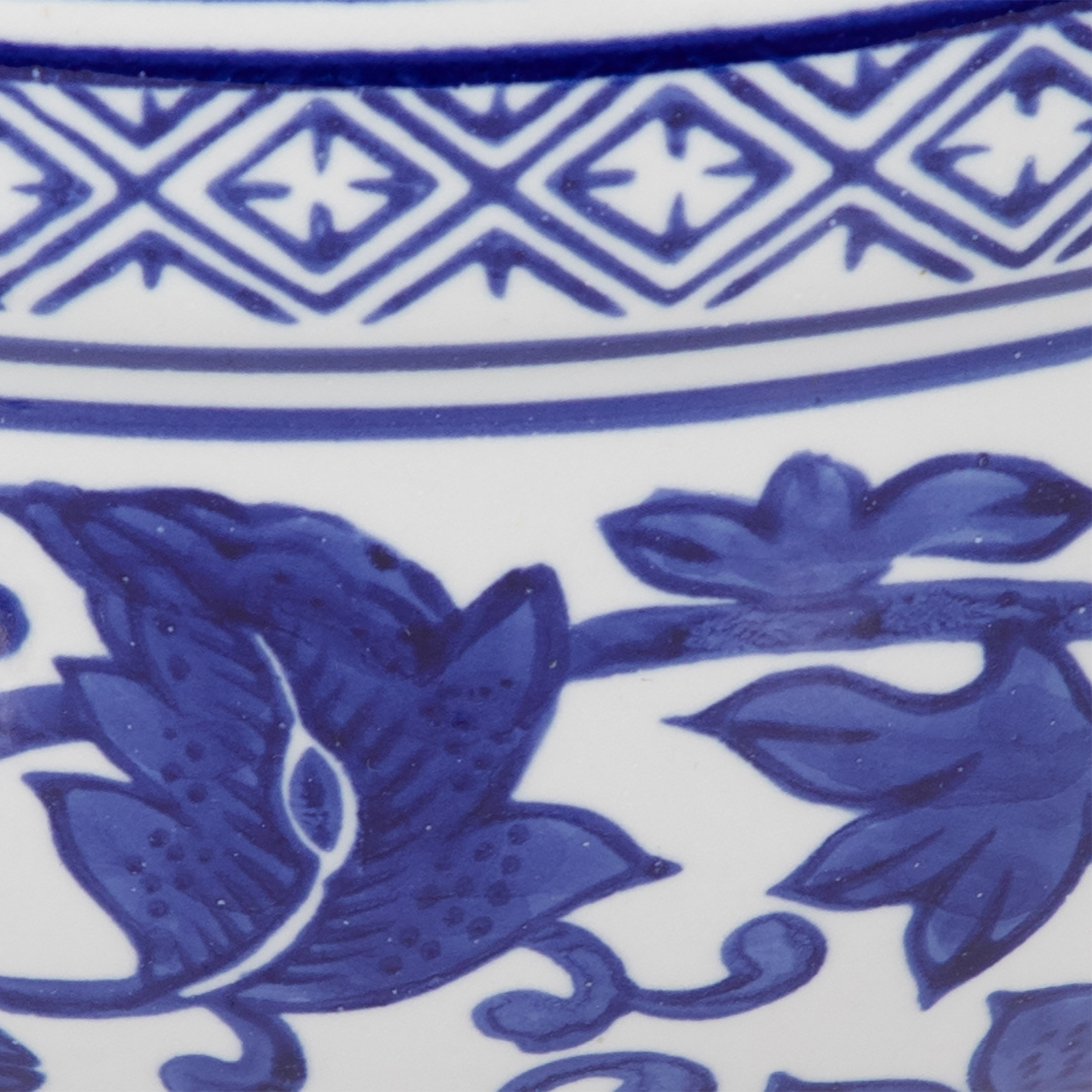 Chinoiserie Flower Pots for Home Decor - Stoneware Ceramic Bowls with Floral Design for Planters for Indoor and Outdoor Plants - Pots For Plants Accent for Garden - Set of 2, 5", 4", Blue & White