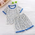 thumbnail image 3 of LIJCC Ensemble Léger d'Été pour Filles, Imprimé Mignon, Col Rond, Manches Courtes, T-Shirt et Short, Deux Pièces (Bleu, 3-4 Ans), 3 of 3