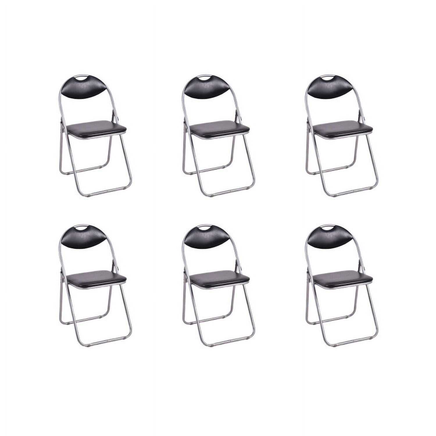 Demi Bonn 6 Pieces U-Shape Folding Chairs with Hollow Handle, Portable Padded Office Kitchen Dining Chairs, Black