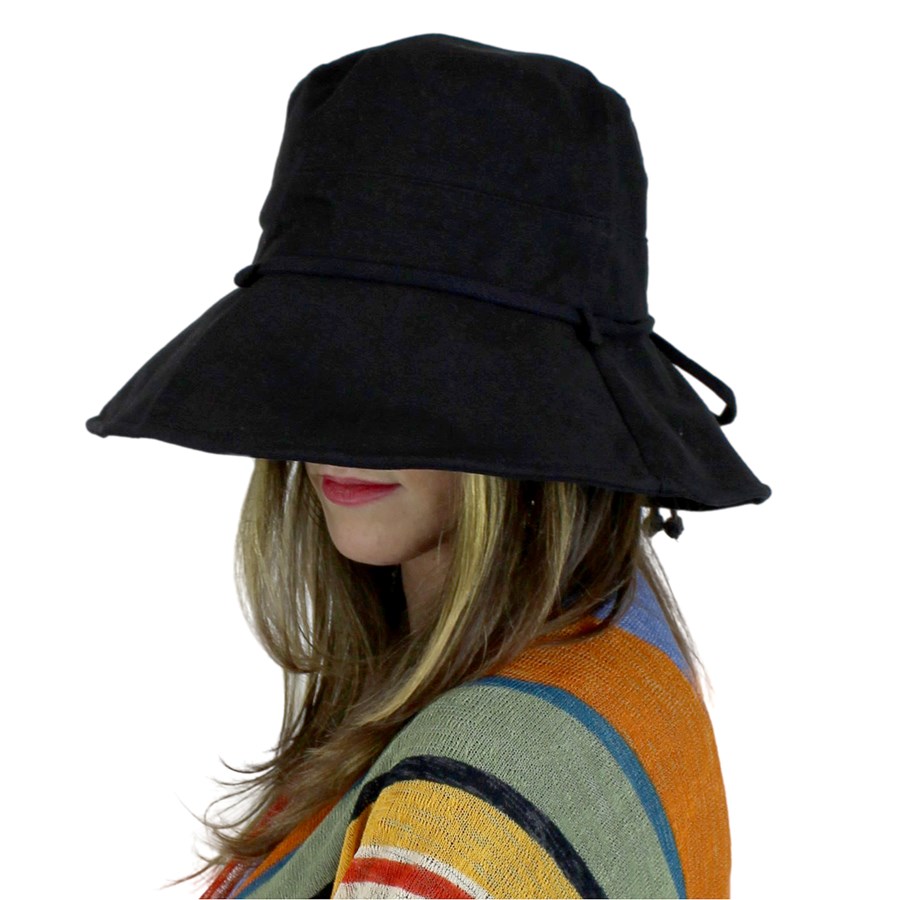 Wired Cotton UV Sun Hat for Women Bucket Wide Brim Packable Foldable