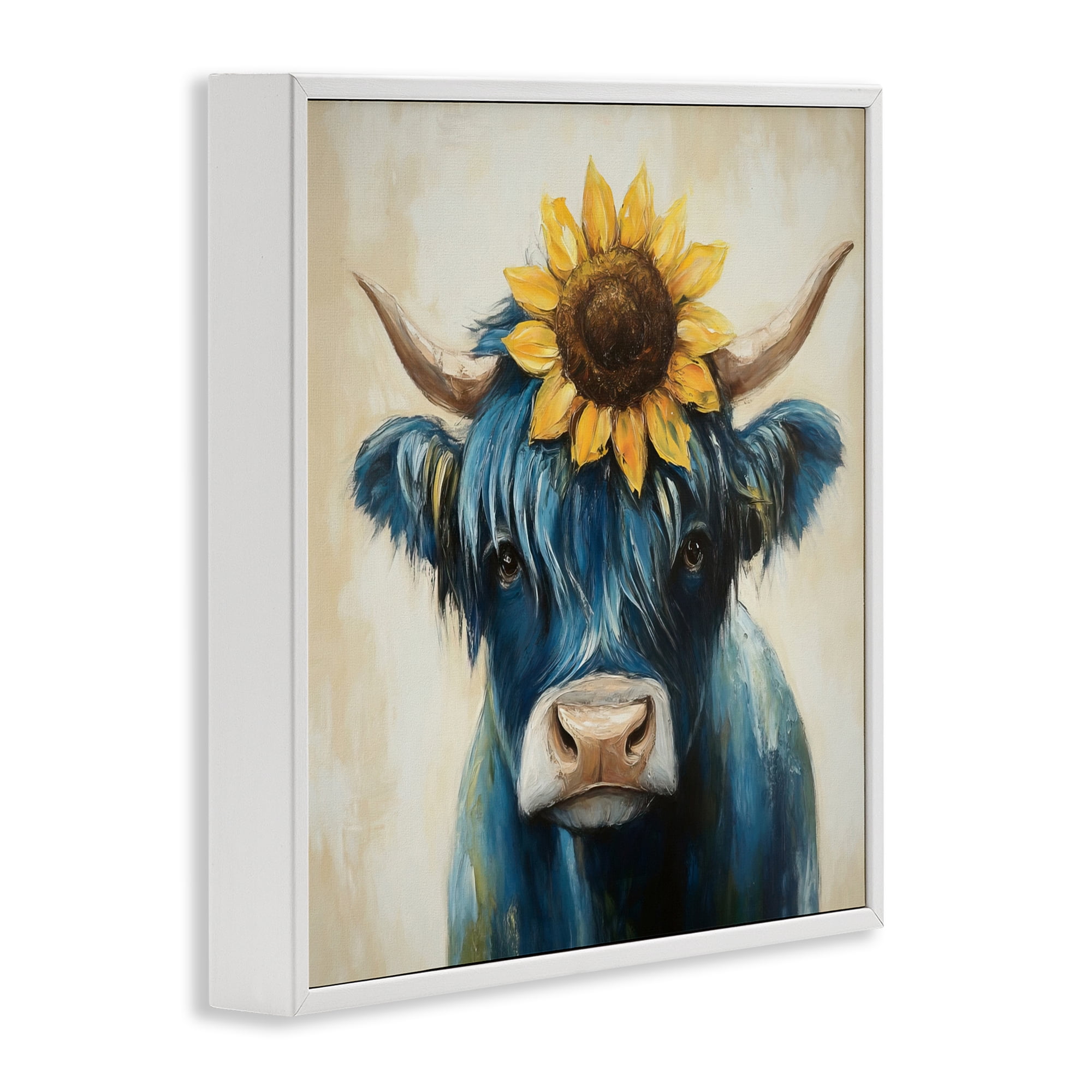 Stupell Industries Pastoral Sunflower Highland White Framed Giclee Art, design by Tina LeCour