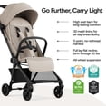 thumbnail image 2 of Mompush Nexis Carbon Ultra-Light Travel Stroller, Compact, Full Recline, from Birth to 50 lbs, Khaki, 13.9LB, Unisex, 2 of 9