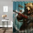 thumbnail image 2 of Shiartex  Funny Cool Humor Shower Curtain for Men Adults Ocean Summer Shark Bear Riding Surfing Animal Beach Blue Waves Boys Waterproof Polyester Fabric Bathroom Bathtub 69x72, 2 of 7