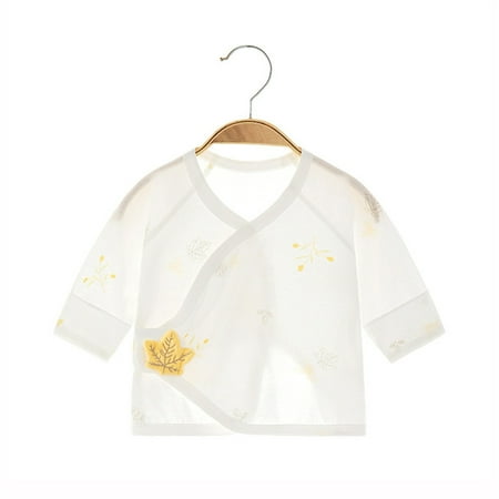 

Geire Summer Newborn Skin-Friendly Thin Pajamas Cartoon Printed Long Sleeve V-Neck Side-Snap Kimono Tops for Infant Boys and Girls 100% Organic Cotton