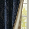 thumbnail image 3 of Total Blackout Curtain for Bedroom Living Room, Knitted Jacquard Damask Window Curtain Panel with Gunmetal Grommet, Fits Up to a 1.25'' Diameter Rod, 84.00''x50.00''x0.13'', Navy, 3 of 9