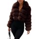 thumbnail image 3 of loveimgs Abrigo de piel sintética mullida para mujer, chaqueta recortada, chaqueta acolchada con cremallera, chaqueta de peluche cálida y difusa para invierno, 3 of 5