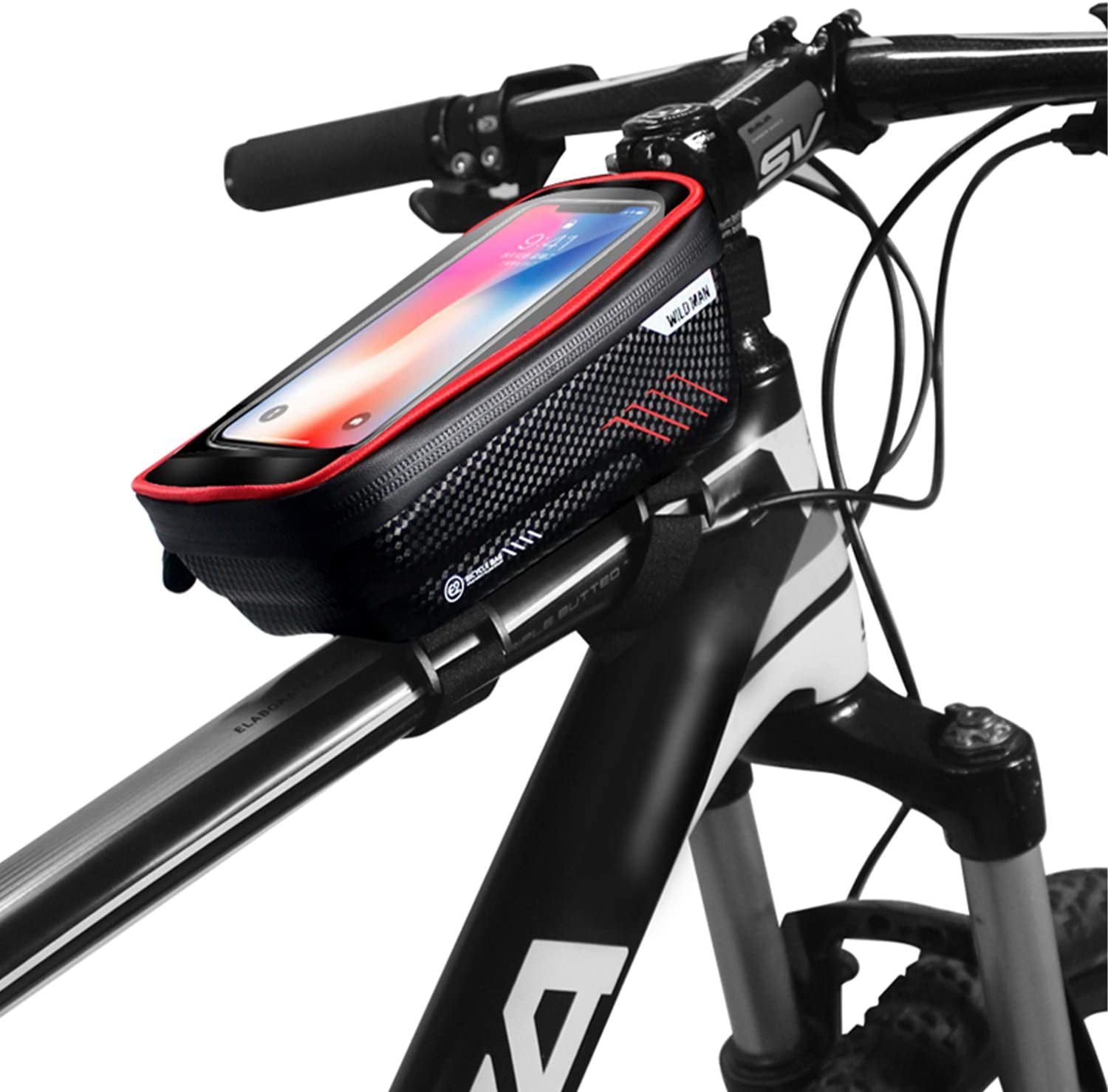 6.5 inch Touchscreen Cycling Cellphone Mount Pannier Accessories for iPhone 12 Pro Max Sireck Phone Holder Bike Bag Huawei Waterproof Top Tube Bicycle Frame Bag 