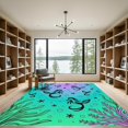 thumbnail image 2 of ODIKA 3'x5' Machine Washable Non-Slip Area Rug, Whimsical Mermaid Cove Seahorse Starfish Decorative High Traffic Rug with Pad, Green, 931402, 2 of 8