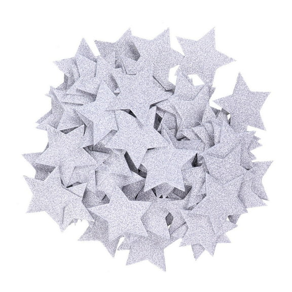 UPOUART 100Pcs Silver Star Confetti for Cupcake Toppers and Wedding Table Decorations Party