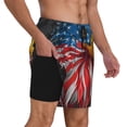 thumbnail image 3 of Goofa Eagle Head With American Flag Printed Men's Swim Trunks Board Shorts Quick Dry Mens Swimming Trunks with Compression Liner,Breathable Fit Hawaii Beach Shorts-3X-Large, 3 of 9