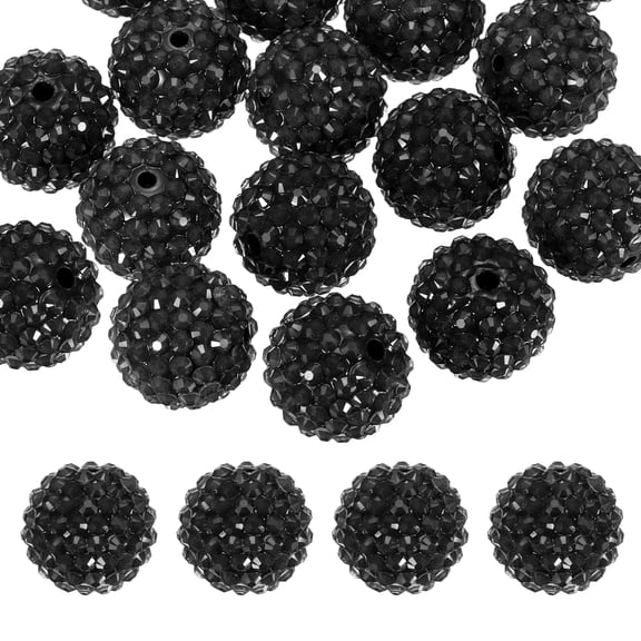 Uxcell 20mm Resin Rhinestone Beads for Beadable Pen, 10 Pack Ball Disco Beads for Jewelry Making, Black