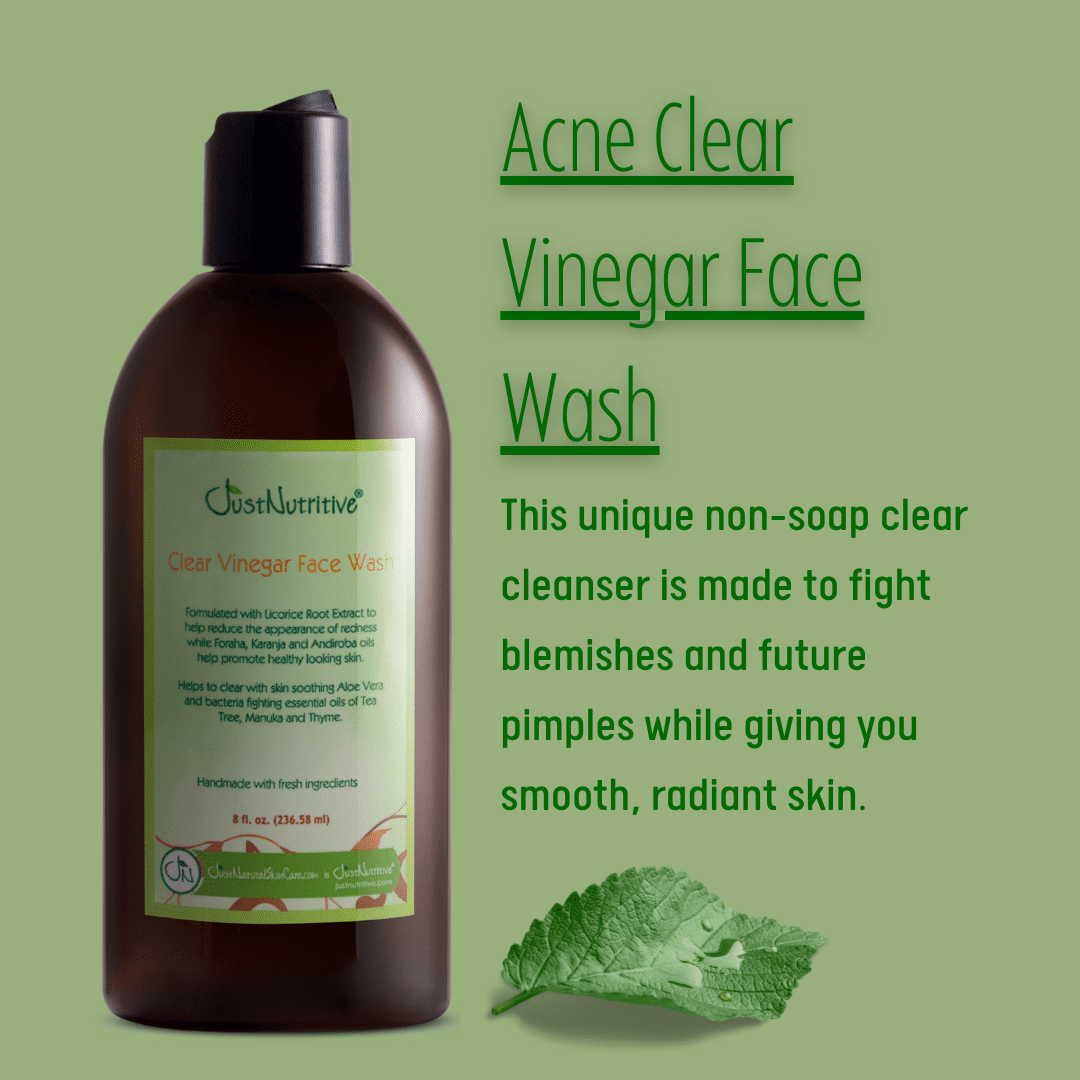 Just Nutritive Vinegar Acne Face Wash & Cleanser for Oily Skin, No Salicylic Acid, Unisex, 8oz