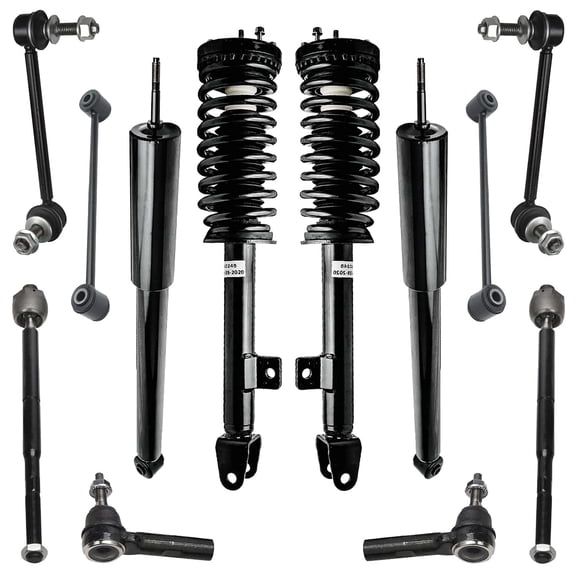 Detroit Axle - 12pc RWD Front Struts Kit for Chrysler 300, Dodge Magnum Charger, 2 Struts w/Coil Spring 4 Tie Rods 2 Rear Shock Absorbers 4 Front and Rear Sway Bars Replacement Suspension