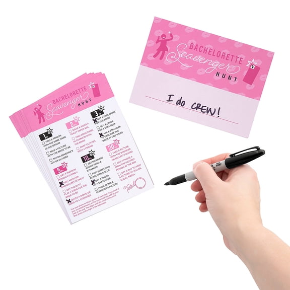 Fun Express 5" x 7" Bachelorette Scavenger Hunt Game Cards - 12 Pieces