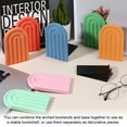 thumbnail image 4 of Uxcell 4Pcs Arch Bookends, Non-Skid Wood Book Ends for Shelves Book Stopper for Holding Books Movie CD Home Office Library Decorative, Red/Light Orange/Green/Cyan, 4 of 6
