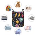 thumbnail image 5 of WARHOOME Collapsible Laundry Hamper with Handles, Waterproof Circular Hamper Colorful Planets Elements Print Dirty Clothes Basket (Medium), 5 of 7