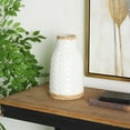 thumbnail image 2 of DecMode 12" Geometric White Porcelain Ceramic Vase with Brown Base, 2 of 9