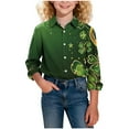 thumbnail image 6 of Lenpel Children's St. Patrick's Day Dress Shirts Girls Boys Long Sleeve Button down Collared Blouses Printed Casual Shirts(Gold,15-16 Years), 6 of 7