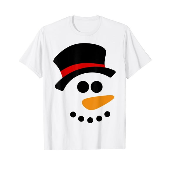 Snowman Christmas Character Face T-Shirt White Tee