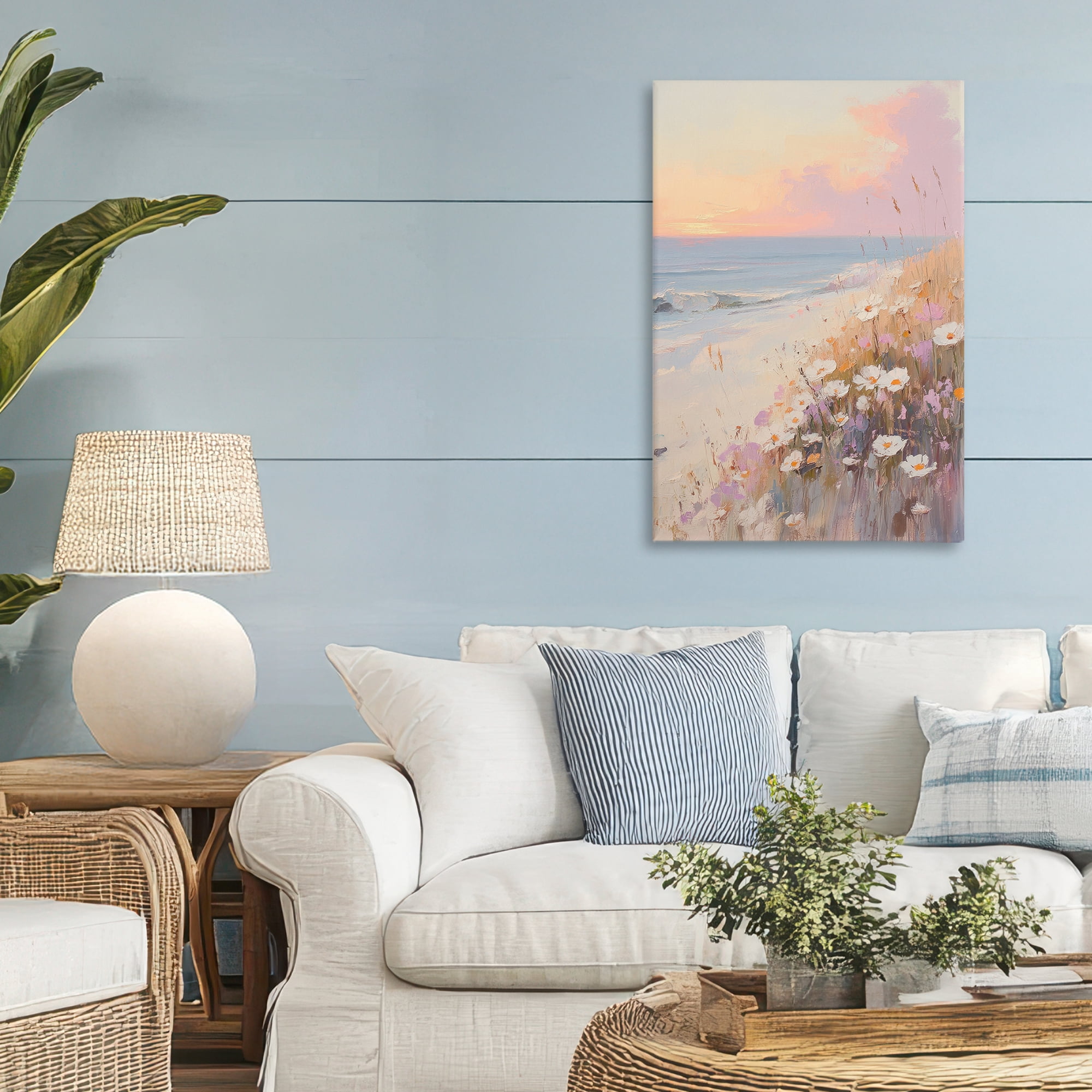 Stupell Industries Pastel Sunset Wildflowers By Sea Canvas Wall Art, design by Sisi and Seb