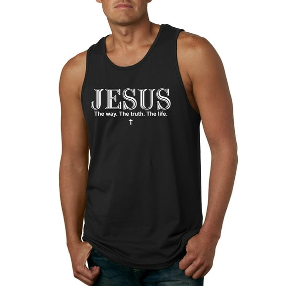 Wild Bobby Jesus the Way. The Truth. The Life Inspirational/Christian Men Graphic Tank Top, Black, Small