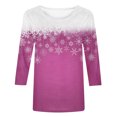 thumbnail image 4 of Usmixi Winter Tee Tops for Women Womens Christmas Shirts Merry Xmas Round Neck Lightweight Ladies Pullover Blouses Casual Snowflake Print Tee Tops Fall 3/4 Sleeve Tops, 4 of 5