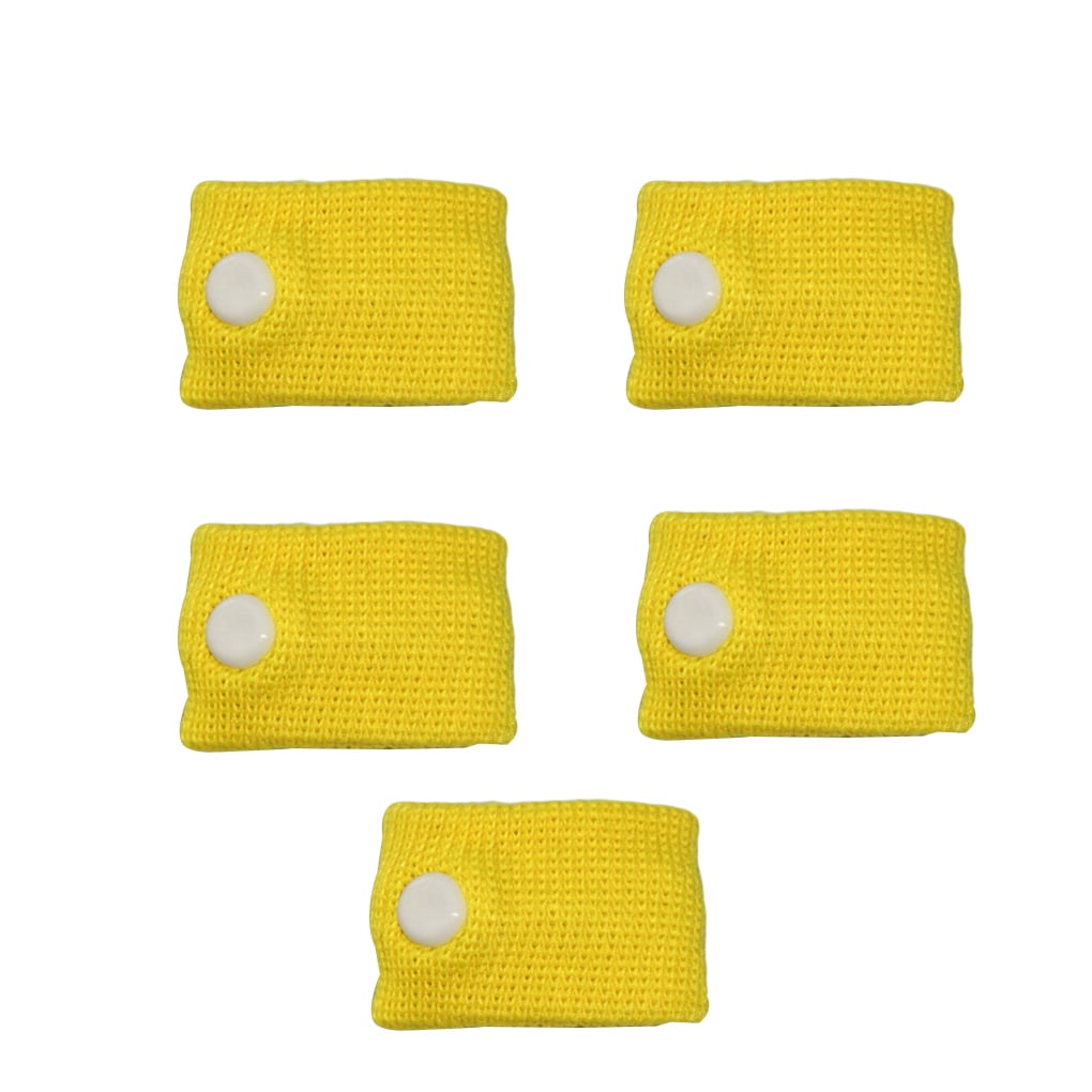 Hi.FANCY 5pcs Elastic Fabric Anti-nausea Wristband Anti Seasick Carsick Elastic Bracelet Travel Supplies, Yellow