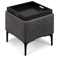 thumbnail image 5 of Simpli Home Natasha 18" WD Square Storage Ottoman with Tray in Slate Gray Polyester Linen, 5 of 11