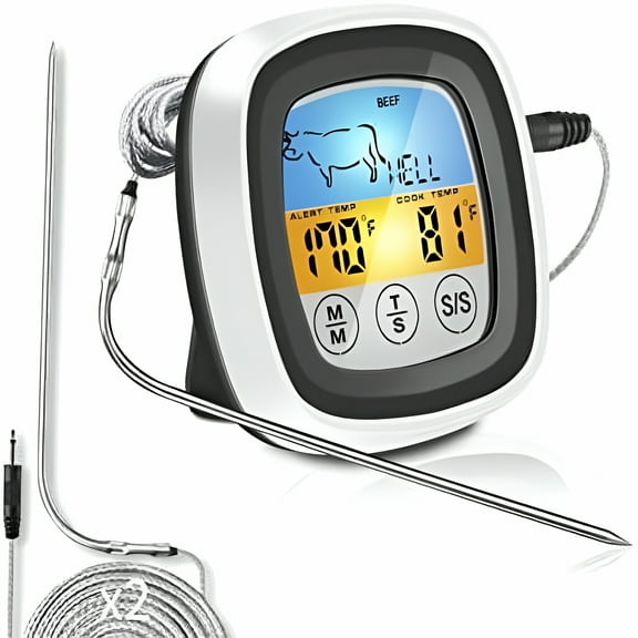 GJX Instant Read Meat Thermometer Probe Wire Digital Oven Safe Food Thermometer for Cooking with Sensitive Color LCD Display for BBQ