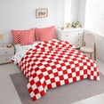 thumbnail image 3 of Homewish Red White Grid 7-Piece Twin Bedding Sets For Kids Children Teens,Geometric Buffalo Bedding Comforter Set,Minimalist Abstract Breathable Sheet Sets,Microfiber Bedroom Decor,Reversible, 3 of 8