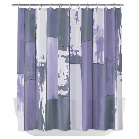 Xipuska Purple Gray Shower Curtain - Water Repellent Fabric Shower Curtains Washable, Vintage Farmhouse Ombre Wooden Grain Decorative Polyester Cloth Bathroom Curtains Modern Bath Decor 66"x72"