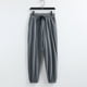 thumbnail image 1 of Pantalones largos para hombre, de color liso, holgados, con cordón y bolsillo de lino, informales, deportivos, hasta el tobillo, de poliéster., 1 of 6