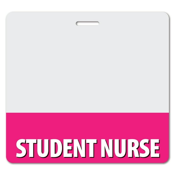 STUDENT NURSE Heavy Duty Horizontal Bright Pink (20 pack) - Spill & Tear Proof Cards - 2 Sided USA Printed Quick Role Identifier ID Tag Backer by BadgeZoo