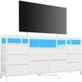 thumbnail image 7 of Twister.CK TV Stand for TVs up to 75", with LED Lights & Power Outlets, 10-Drawer Dresser Storage Chest for Bedroom, Living Room, White, 7 of 7