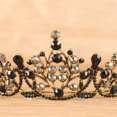 thumbnail image 3 of 1 Corona de cristal barroca de lujo, clásica, con diamantes de imitación, estilo reina, para el cabello, color negro., 3 of 7
