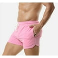 thumbnail image 2 of AXXD Pink Summer Shorts For Men Casual WIth Pocket Cotton Sports Elastic Mid-waist Lace-up Shorts Clearance, 2 of 5
