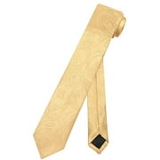 Vesuvio Napoli Narrow NeckTie Solid GOLD Color Paisley 2.5" Skinny Mens Neck Tie