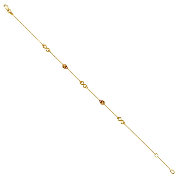 14k Two-tone Gold Womens Infinity Chain Anklet Anklet for Women and Men - 2.3 Grams