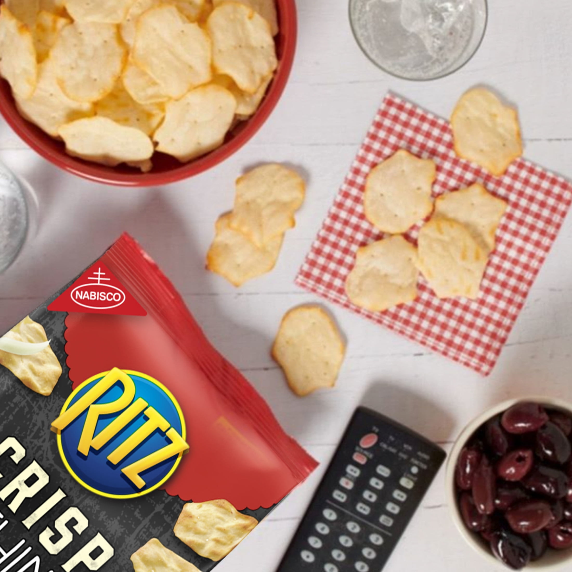 RITZ Crisp and Thins Cream Cheese and Onion Chips, Party Snacks, 7.1 oz
