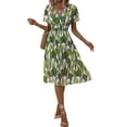 thumbnail image 7 of Keeccty Women Classic Floral Print Short Sleeve Summer V-Neck Retro Knee Length Dress, 7 of 7