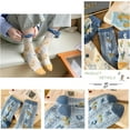 thumbnail image 7 of 5 Pairs Vintage Floral Crew Socks for Women, Soft Cotton Embroidered, Cottagecore Ruffle Socks for Casual & Dress Wear, 7 of 7