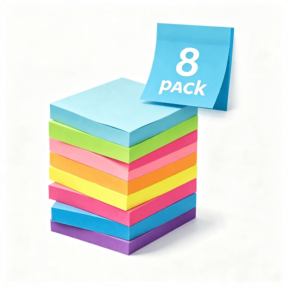 Sticky Notes 2x1.5, 8 Color Bright Colorful Sticky Pad, 8 Pads/Pack, 100 Sheets/Pad, Self-Sticky Note Pads (Green, Blue, Pink, Orange, Yellew, Rose, Navy, Purple)