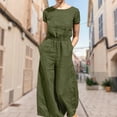 thumbnail image 4 of Pantalones Mamelucos sueltos de mujer Pantalones de mameluco de pierna ancha de algodón casual (Verde militar S) Ygjytge ejercito verde T S para Mujer, 4 of 6