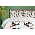 thumbnail image 4 of Ambesonne Penguin Duvet Cover Sets, Romance Heart Shape, 2-Queen, Mustard White Black, 4 of 6